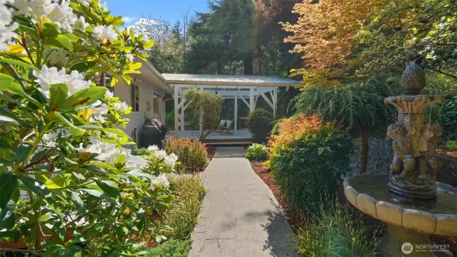 More backyard bliss! Listen to the gentle sounds of this second fountain, adding to the tranquil atmosphere of your outdoor retreat.