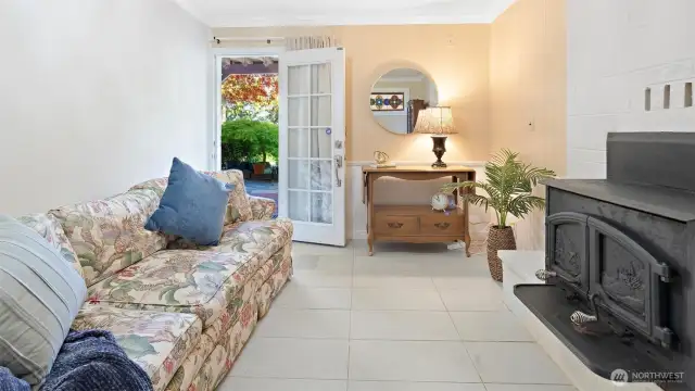 This just invites you to snuggle in! The downstairs living room is so inviting, especially with that fireplace insert,ready to provide toasty warmth all winter long.