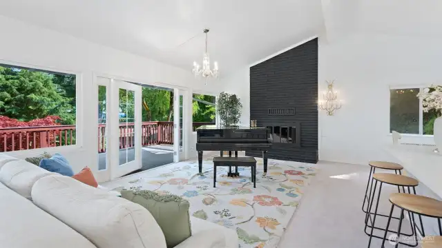 Prepare to be amazed! Crystal chandeliers sparkle beneath the vaulted ceilings as you ascend the entry stairs. And yes, that grand piano (valued at well over $10,000) stays with the home!