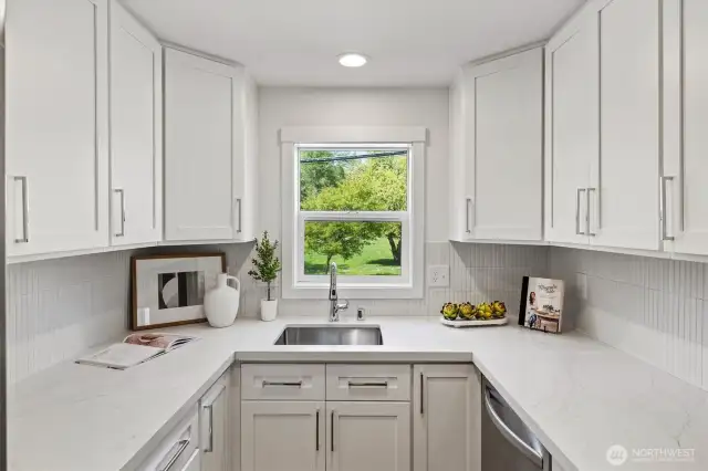 View of the park through the kitchen window