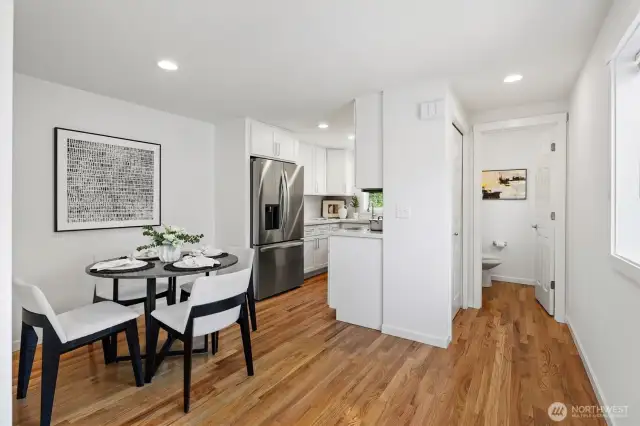 Kitchen, dining, powder room