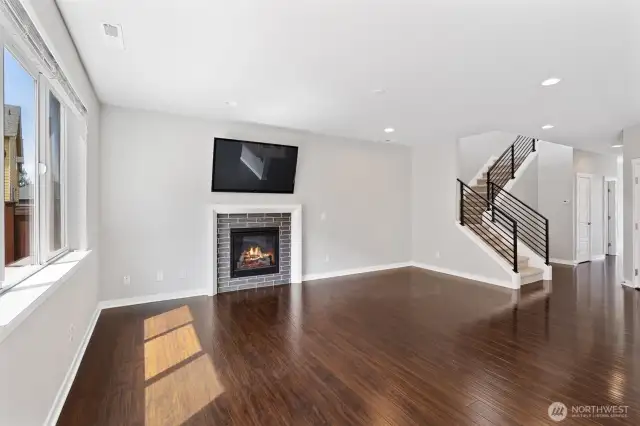 Light infused 9' ceilings throughout. Great room to the 2nd story stairs gives this area open air feeling all the way up! The storage under stairs and powder room adjacent.