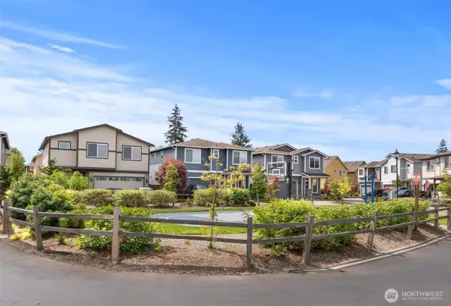 Looking out over commons area to 3808 133rd Pl SW, Lynnwood.