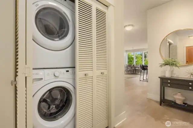 Convenient full size stack washer and dryer