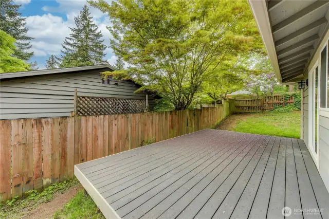 A side built for relaxation, featuring an extended composite deck