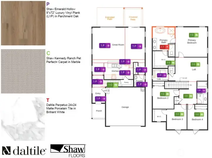 rendering of materials to be installed, not actual home