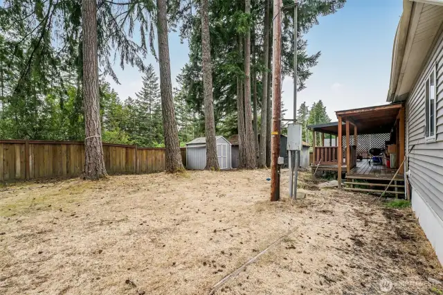 Fully fenced backyard