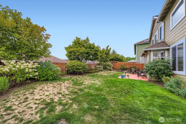 IDEAL BACKYARD WITH PRIVACY LANDSCAPING. FULLY FENCED W/ LOTS OF ROOM FOR PLAY AND PETS.