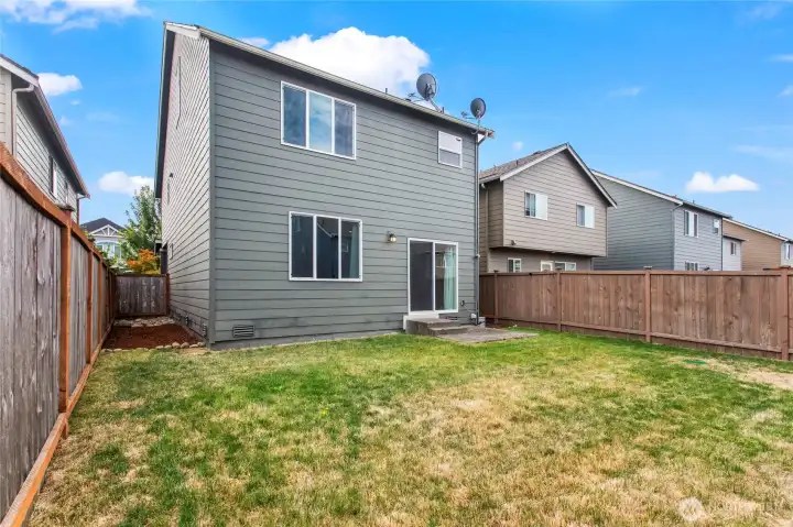 Fully fenced back yard