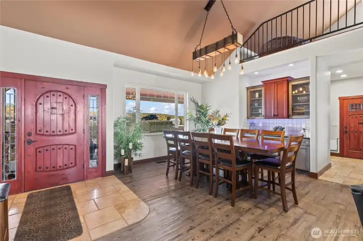 Front entry and dining room