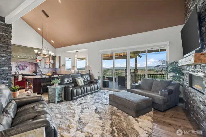 Open concept living room to kitchen