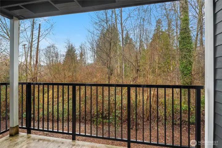 Balcony - your private sanctuary overlooking the lush coveted green space. Storage for your convenience situated on the right side of the deck. Here is your place: for morning coffee or evening wine - you choose! Fresh air will be your company.