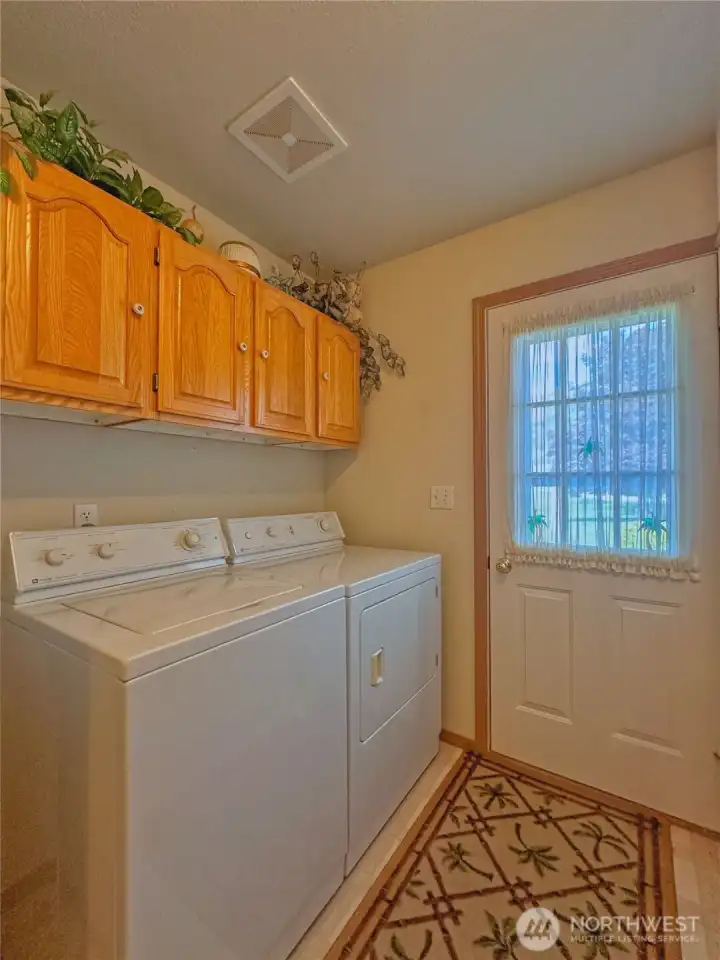 Laundry room with exterior door access