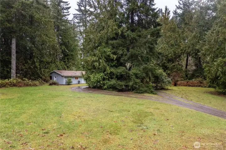 Circular drive and level lot provides plenty of additional parking - RVs, toys, whatever you need it for.