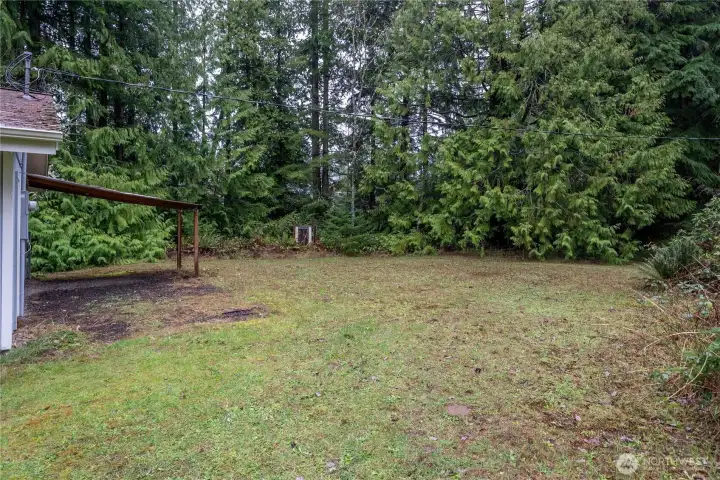 Cleared area on the right side of the home.