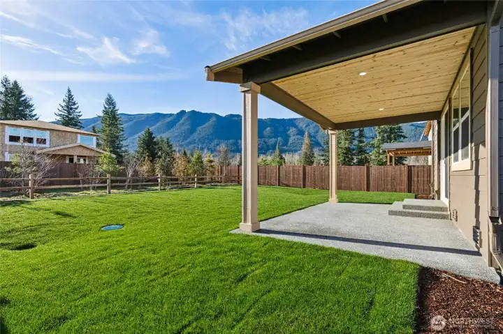 Large usable backyard. Photo rendering is representational and may be virtually staged. Actual home is under construction and finishes, elevation, and paint colors may vary. See site agent for details. Large usable backyard. Photo rendering is representational and may be virtually staged. Actual home is under construction and finishes, elevation, and paint colors may vary. See site agent for details.