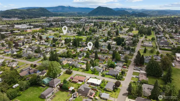 Panoramic aerial view of Enumclaw highlighting the home's convenient location near downtown shopping, restaurants, schools, parks, and outdoor recreation. Panoramic aerial view of Enumclaw highlighting the home's convenient location near downtown shopping, restaurants, schools, parks, and outdoor recreation.