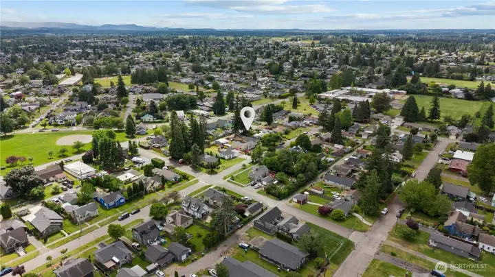 Expansive aerial community view illustrating the surrounding neighborhoods, parks, and convenient access to everything Enumclaw has to offer. Expansive aerial community view illustrating the surrounding neighborhoods, parks, and convenient access to everything Enumclaw has to offer.