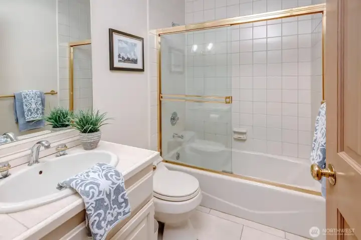 The full bath on the first floor is perfect for guests. The full bath on the first floor is perfect for guests.