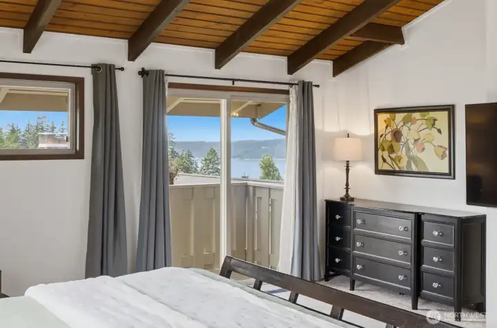 Primary Suite Private Balcony with Puget Sound views
