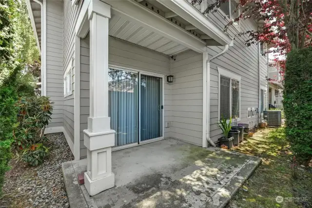 private back patio, partially fenced