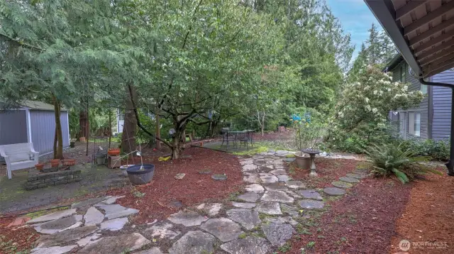 Step outside to find a gardeners dream with mature trees and plenty of space to create your perfect garden.