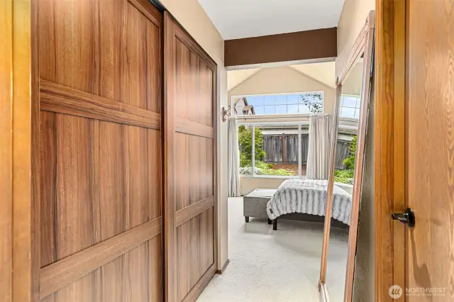 You'll love all this extra storage in your bedroom and the lovely closet doors!