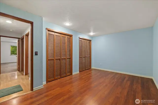 2nd bedroom, double closets, lovely flooring, this room has great flow.