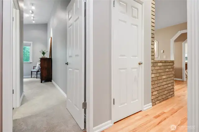 Hallway view showing    entry to primary on the left