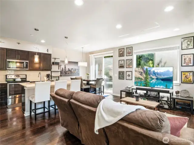 Open Concept Living, dining, and Kitchen
