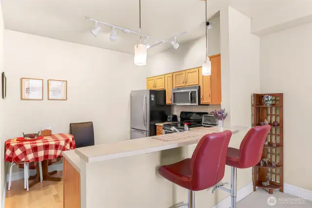 From living room to open kitchen.
