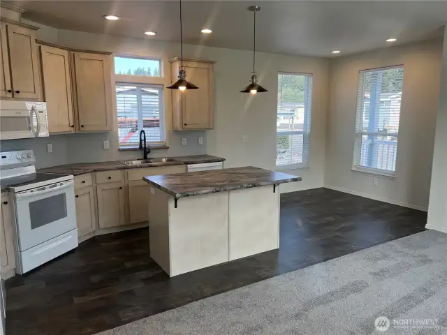 Kitchen and eating area prior to move in.