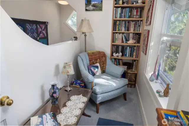 All that's missing is you, your favorite book, and a cup of tea.  Charming reading nook, with Mount Baker views fro the window.