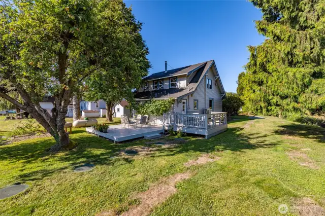 A spacious, level yard with plenty of room for entertaining and games.