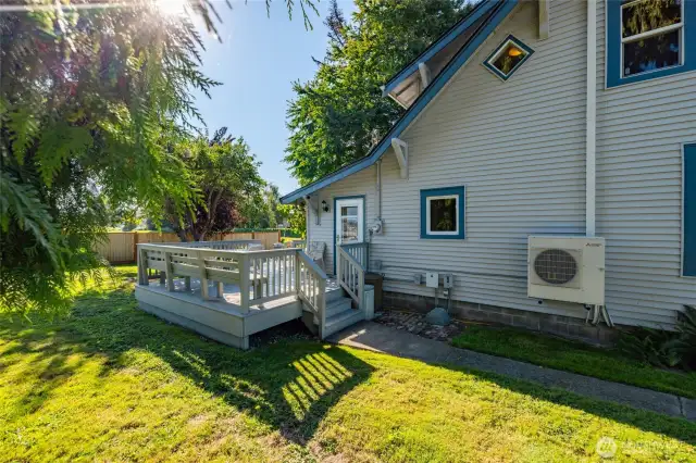 The second part of the deck.  Door enters to laundry room, then into the kitchen.