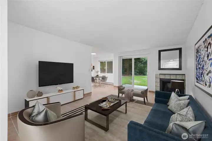 Virtually staged so you can see all the furnature the condo can hold