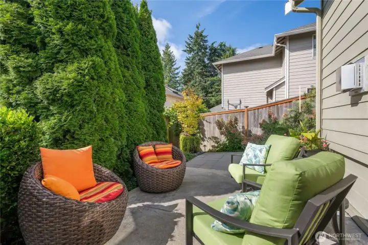 Seating area in backyard
