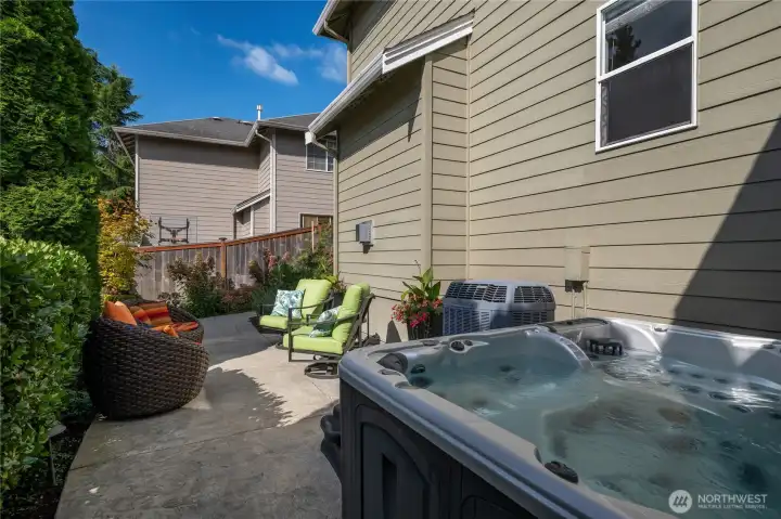 Hot tub and seating area