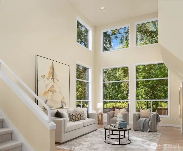Formal Living Room w/ 2 story picture windows