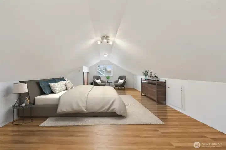 Private top-floor retreat big enough for a sitting or workspace area.