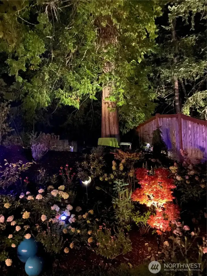 Solar landscape lighting enhances the ambiance in the evening and makes the views from the great room even more lovely