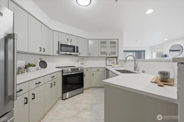 New appliances and newly painted cabinets