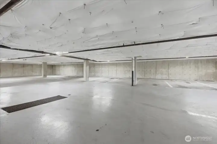 Large parking garage with 1 spot