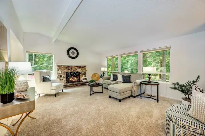 Very spacious Living/Family room with large windows. The fireplace is plumbed for a gas insert.