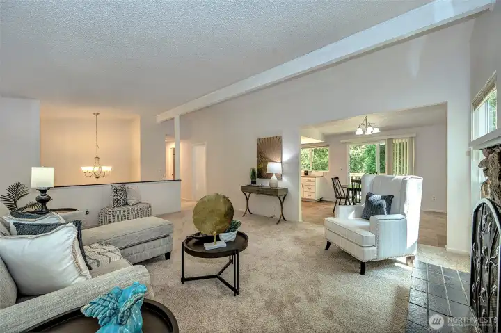 Living/Family room with nice high cieling.