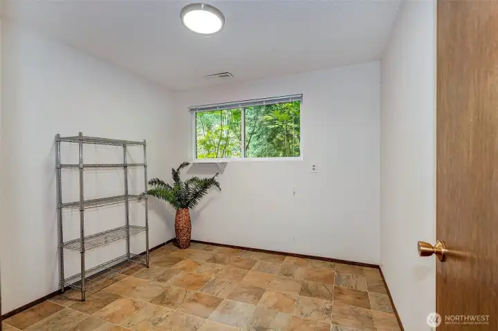 Extra flex room on the lower level. Workout? office?