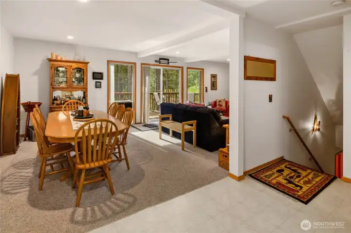 Spacious open dining area and living room.