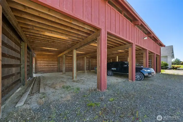 10 covered parking spaces or potential stalls.