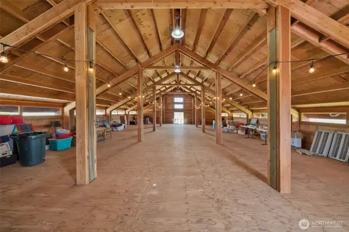 Huge loft with stained glass windows with views to the pastures to the east.