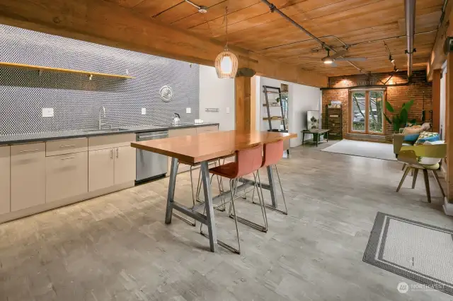 Plenty of storage in the open concept kitchen.